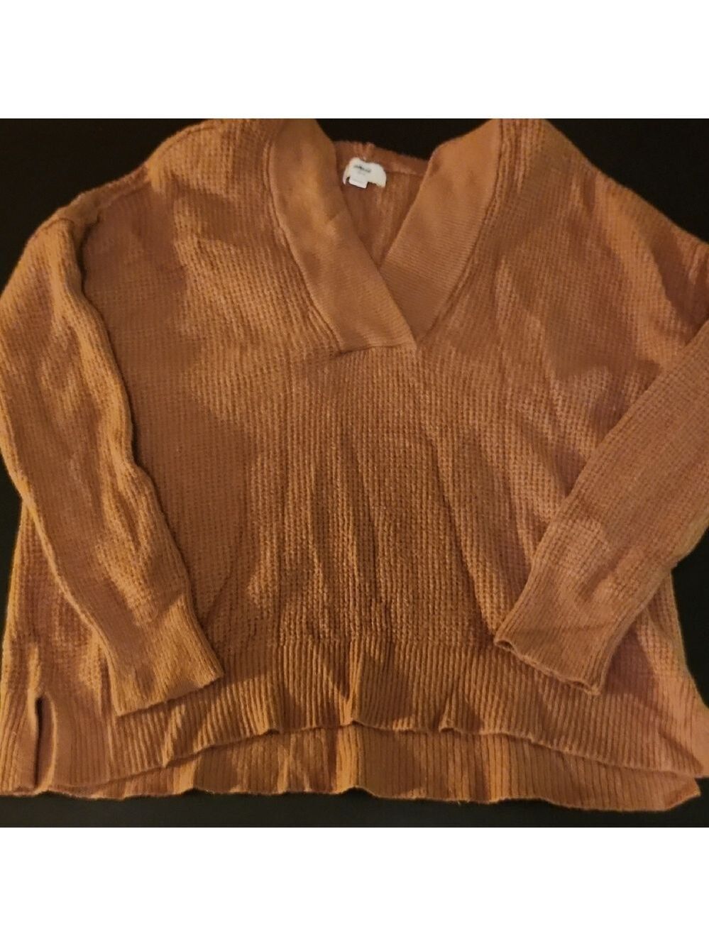 Aerie V-Neck Oversized Hooded Comfy Casual Golden Xs Sweater